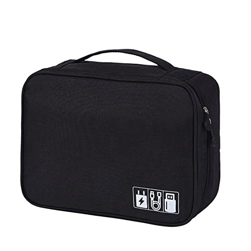 Borsa Accessori Elettronici, Borsa Organizer per Cavi Elettrici Impermeabile, Organizzatore Multifunzione per Fotocamera Disco Rigido Caricatore, Elettronica Viaggio Custodia Organizzatore(Nero).…