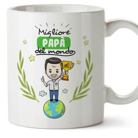 Tazza Miglior Papà del Mondo – Idea Regalo Festa del Papà – Mugffins papà 350 ml in ceramica.