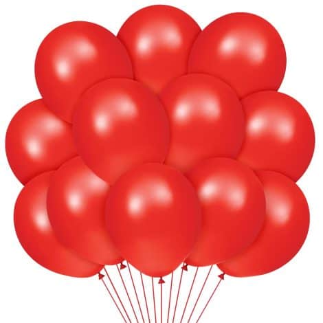 100 palloncini rossi per feste ed eventi speciali come compleanni, lauree, matrimoni, anniversari, San Valentino e battesimi.