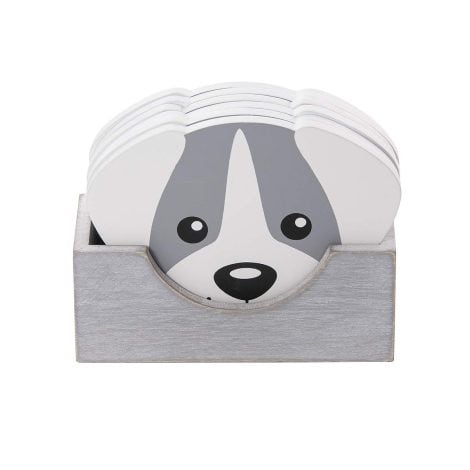 SPOTTED DOG GIFT COMPANY – Set di 6 sottobicchieri canini decorativi – idea regalo per amanti di cani – in legno – grigio.