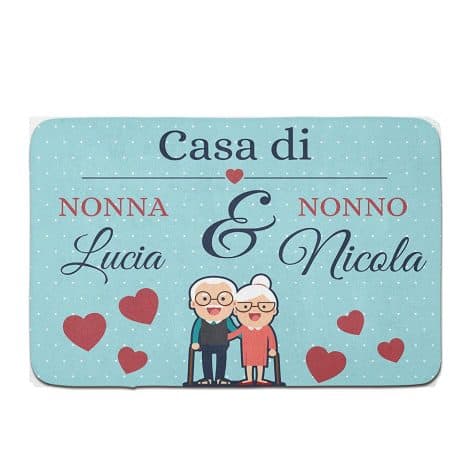 Benvenuto Personalizzabile per la Casa di Nonna e Nonno, Tappetino Antiscivolo Babloo, Idea Regalo con Nomi.