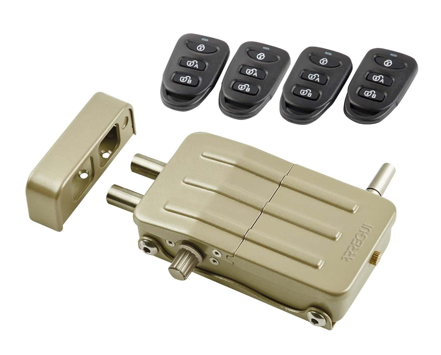 Arregui CI10D Sicurezza Invisibile 4 Telecomandi, Antifurto, Elettronica per Porta, Wireless, Catenaccio Interno, Colore Oro