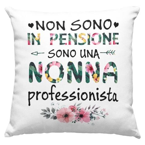 Cuscino Regalo Nonna, Idee Regali Originali per il Compleanno o Natale, Imbottitura inclusa, Bianco 40_x_40_cm.