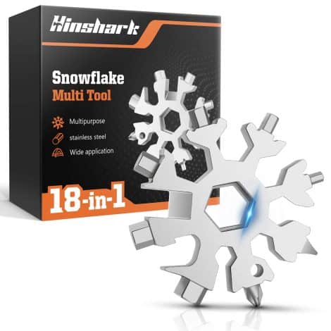 Regalo Polifunzionale Uomo: Hinshark 18-in-1 Multi-Tool Snowflake, Utile Gadget per Lui. Regali Originali per Compleanno, Natale e Festa del Papà.