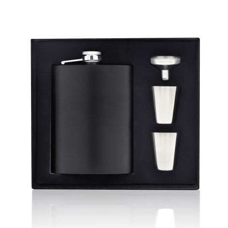 Fiaschetta in acciaio inox da 8 once, portatile, per whisky. Set regalo perfetto per uomini, adatto a campeggio, escursioni, viaggi. Colore nero.