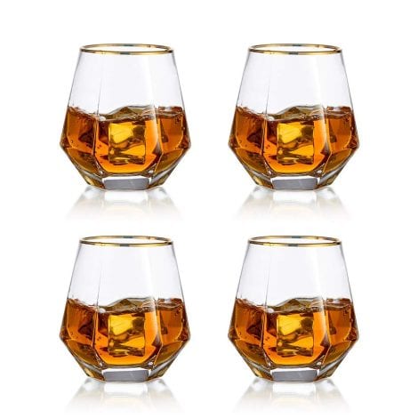 Set di 4 bicchieri da whisky inclinati con look moderno per uomini, donne, papà, mariti, amici. Adatti per bourbon, rum e tumbler da bar.