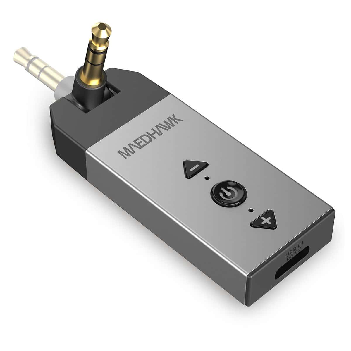 MAEDHAWK Ricevitore Bluetooth 5.2 per Auto con Jack Aux da 3,5 mm Ruotabile Kit audio wireless A2DP per Auto, Altoparlanti per Streaming di Musica Stereo per la casa, Chiamate in Vivavoce