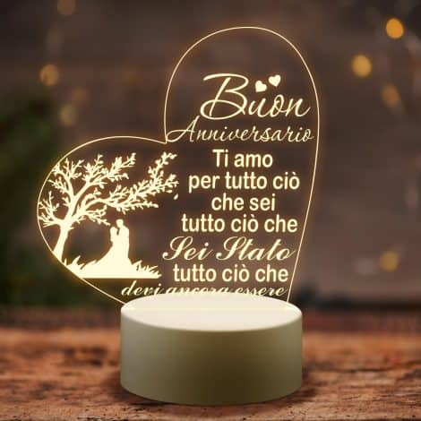 Lampada Acrilica per Anniversario di Matrimonio, Regalo Ideale per Coppie, Moglie, Marito, Donna e Uomo