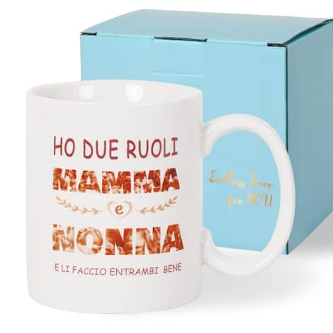 Tazza Mamma e Nonna, Perfetta per chi è Mamma e Nonna. Ideale come regalo per festa della Mamma, compleanni e Natale.