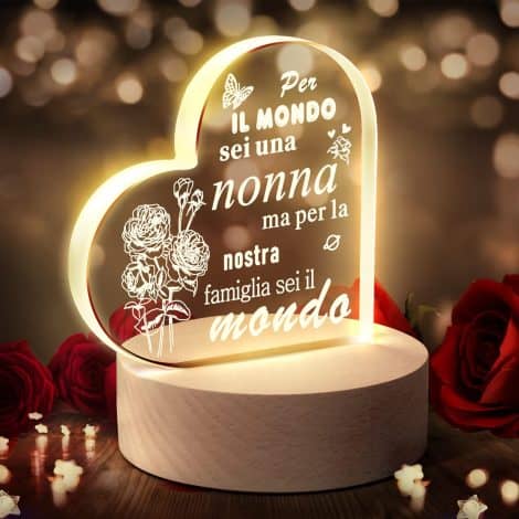 Lampada notturna in acrilico per festeggiare la mamma e i compleanni delle nonne con idee regalo.