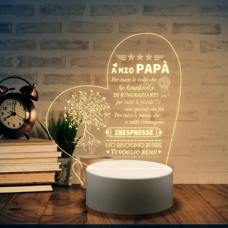 Regalo per il tuo papà: Luce Notturna Incisa in Acrilico, Idee Regalo per il Compleanno, Festa del Papà o Natale.