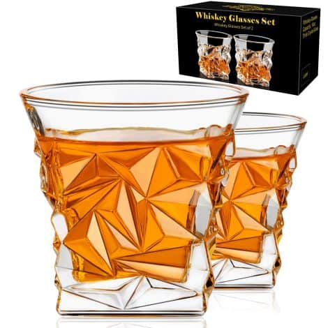 Set di 2 bicchieri classici da whisky da 300 ml, ideali per gustare scotch, rum e cocktail vari. Perfetto regalo per gli amanti del whisky e degli uomini.