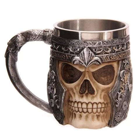 Boccale Inossidabile con Teschio per birra, caffè, bevande o succhi – Tazza Viking Medievale WIKEA.