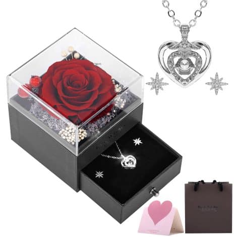 Portagioie Rosa Eterna – Regalo speciale per la donna che ami. Perfetto per San Valentino, Festa della Mamma, Anniversario.