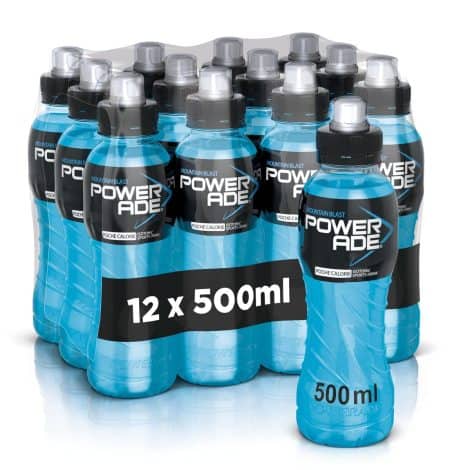 Powerade Mountain Blast Bevanda Sportiva – Bottiglia Ergonomica 100% Riciclabile con Tappo Sport, Carboidrati ed Elettroliti, 500 ml, Confezione da 12.