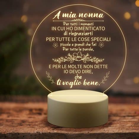 KAAYEE Regalo per la Nonna – Luce Notturna in Acrilico – Regalo Compleanno, Festa e Ringraziamento per Natale.