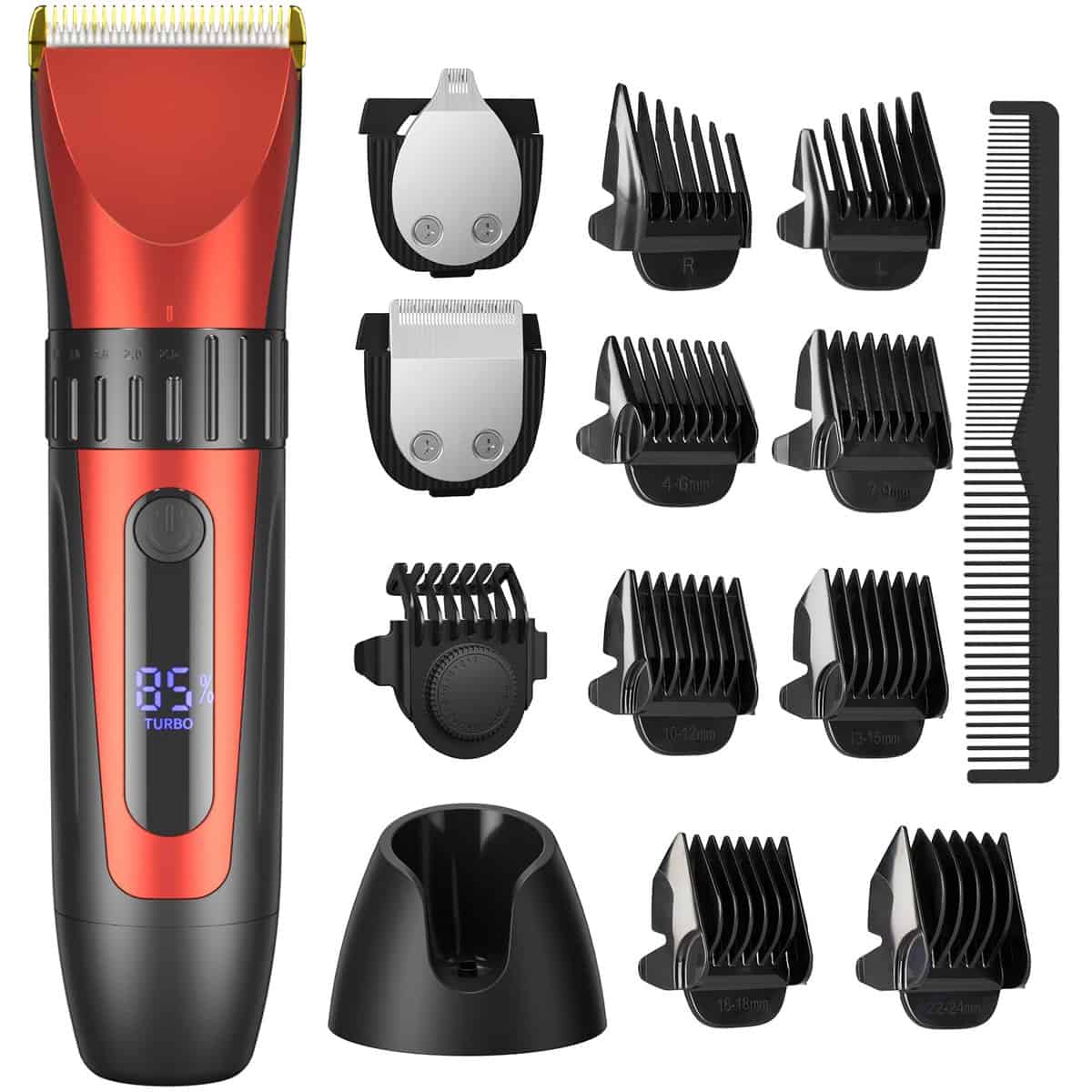 Regolabarba Tagliacapelli Uomo, Professionale Capelli Taglierina Barbiere Barba Elettrica Trimmer, 8-In-1 Styling Kit Ideale Per Barba, LCD Impermeabile (21 * 21 * 7.5cm)