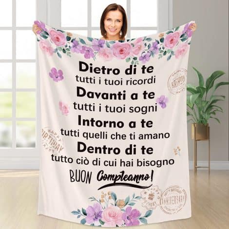 Coperta termica Merclix per regalo donna compleanno, ideale per amica, figlia, sorella, moglie, mamma, nonna.