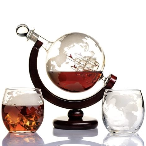 Kit per whisky in decanter globale con bicchieri, personalizzato per liquori, bourbon, vodka di alta qualità.