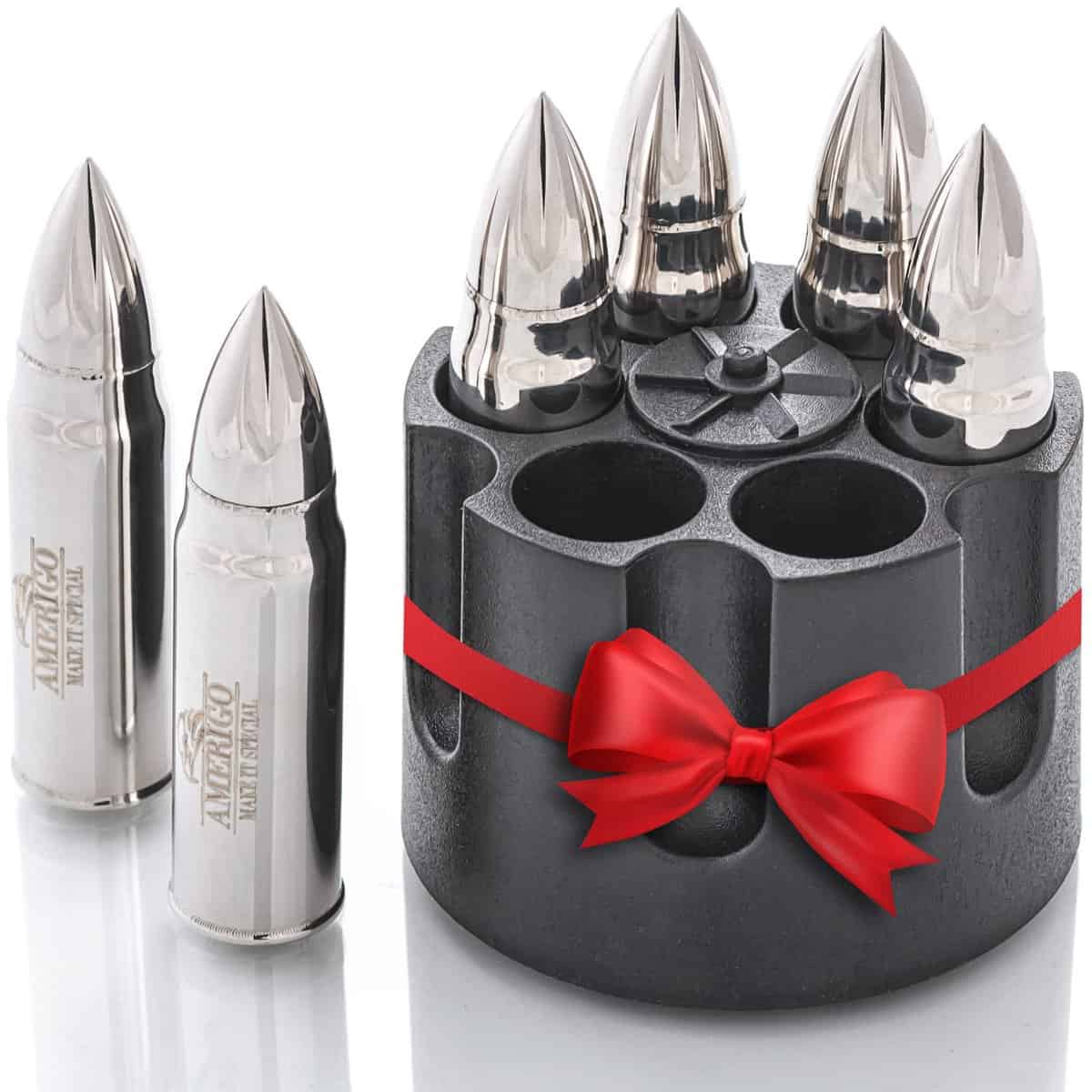 XL Whisky Stones Bullets - Regalo Festa del Papà - Idee Regalo Uomo Compleanno - Regali per Lui - Cubetti di Ghiaccio Riutilizzabiliper Whisky, Rum - Regali per la Festa del Papa - Regali di Natale