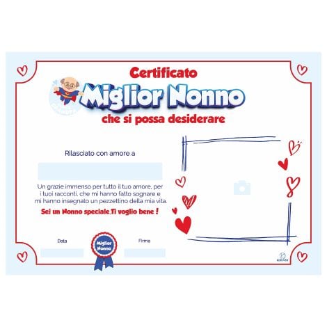 KOÏLWËS Certificato Miglior Nonno – Regalo speciale per la Festa dei Nonni e Compleanno – Attestato Diploma Nonno Personalizzabile