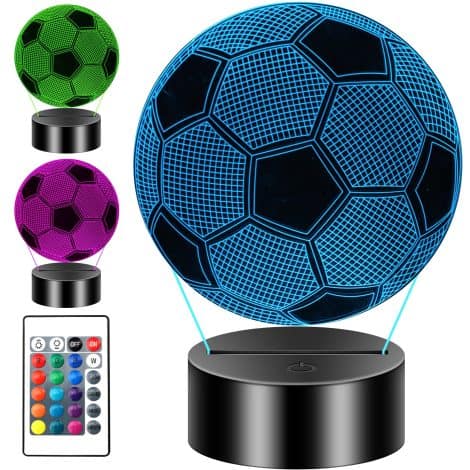 Lampada 3D per fan di calcio, regalo perfetto di Natale o compleanno per bambini maschio o femmina.