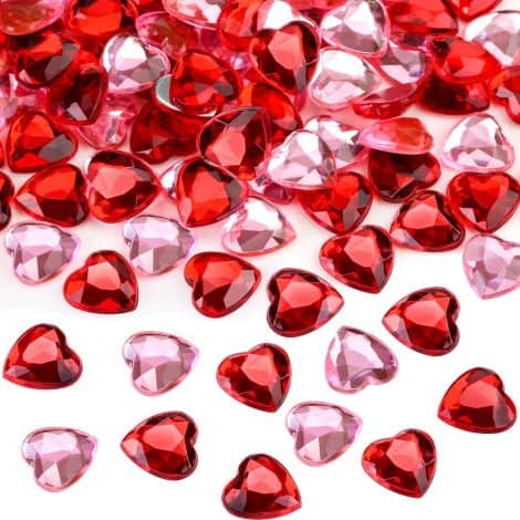 200 cuori rossi acrilici per San Valentino, matrimoni, decorazione a forma di cuore, cuori per riempire vasi, 0.5 pollici (200 pezzi, rosso, rosa)