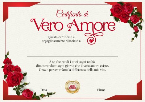 Certificato d’amore autentico. Regalo per San Valentino per lui/lei. Biglietto Diploma per coniugi/partner. Idea unica. Personalizzabile a mano. Sorpresa romantica.