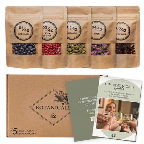 Kit di spezie per gin tonic | 5 Botaniche naturali per creare cocktail | Regalo unisex | Personalizza il tuo gin | Set per gin tonic.